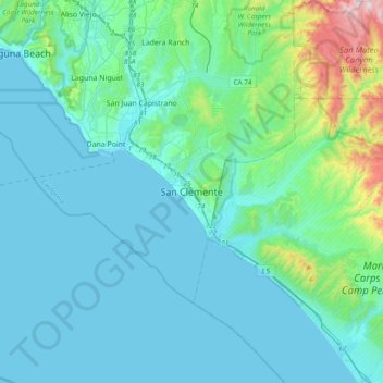 San Clemente topographic map, elevation, terrain