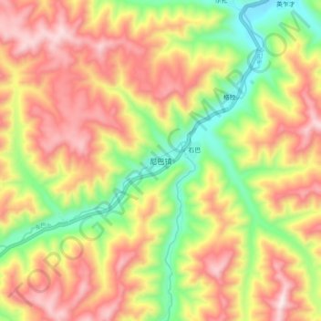 尼巴镇 topographic map, elevation, terrain