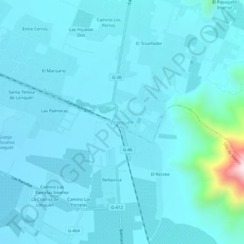 Lonquén topographic map, elevation, terrain