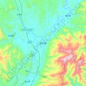 Xinning topographic map, elevation, terrain