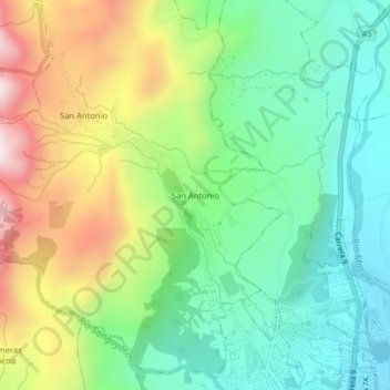 San Antonio topographic map, elevation, terrain