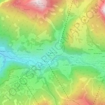 Plan da Tieja topographic map, elevation, terrain