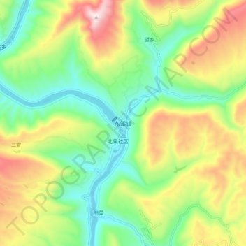东溪镇 topographic map, elevation, terrain
