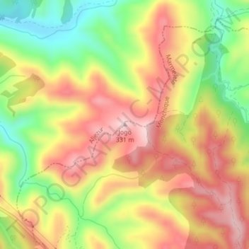 Jogo topographic map, elevation, terrain