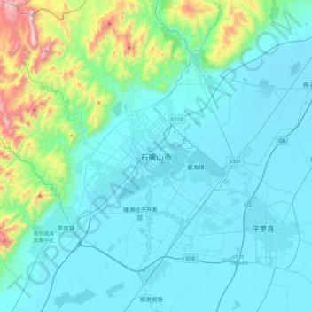 石嘴山市 topographic map, elevation, terrain