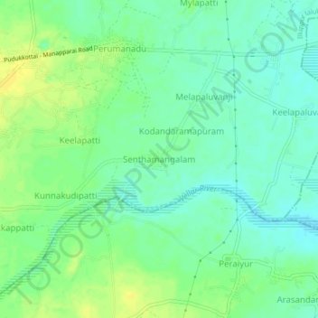 Senthamangalam topographic map, elevation, terrain