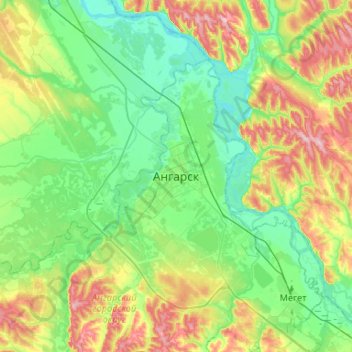 Angarsk topographic map, elevation, terrain