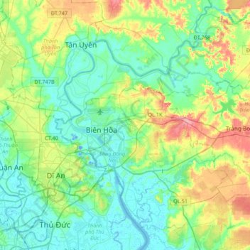 Bien Hoa topographic map, elevation, terrain