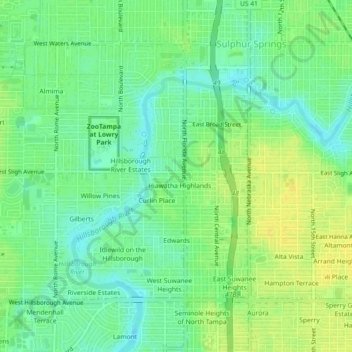 Florida Avenue Heights topographic map, elevation, terrain
