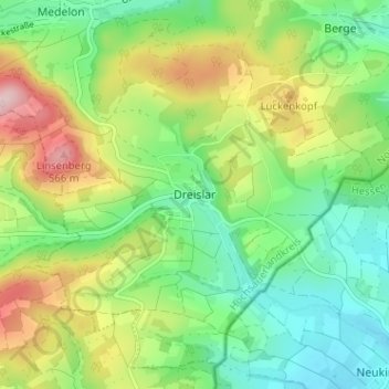Dreislar topographic map, elevation, terrain