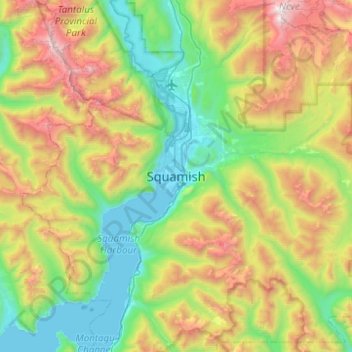 Squamish topographic map, elevation, terrain