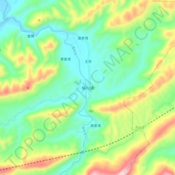 阜川镇 topographic map, elevation, terrain