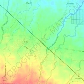 Cruce de Jordan topographic map, elevation, terrain