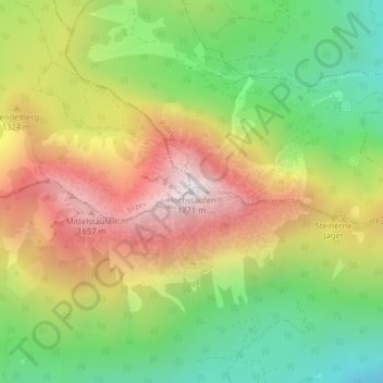Hochstaufen topographic map, elevation, terrain
