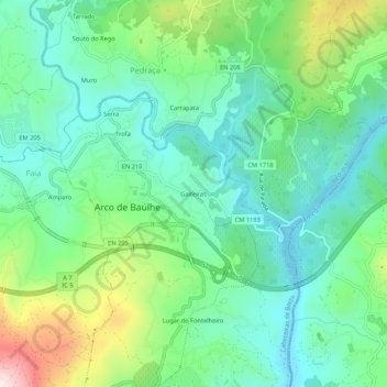 Gaiteiras topographic map, elevation, terrain