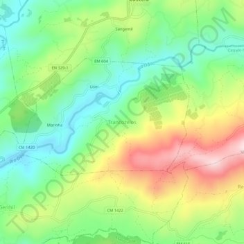 Trancozelos topographic map, elevation, terrain