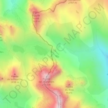 Seuil des Rochilles topographic map, elevation, terrain