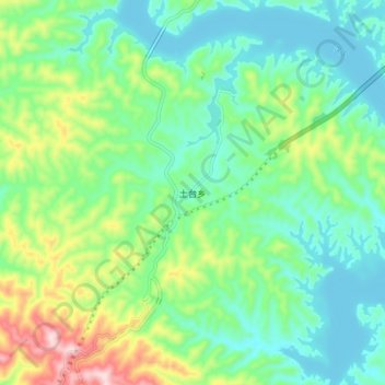 土台乡 topographic map, elevation, terrain