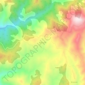 Borčane topographic map, elevation, terrain