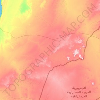 الصحراء الغربية topographic map, elevation, terrain