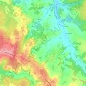 Villars topographic map, elevation, terrain