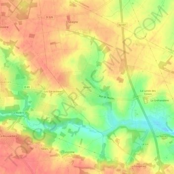 Muzon topographic map, elevation, terrain