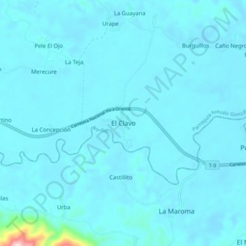 El Clavo topographic map, elevation, terrain