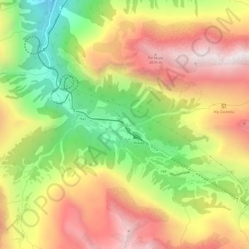 Preda topographic map, elevation, terrain