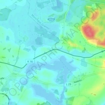 Posewald topographic map, elevation, terrain