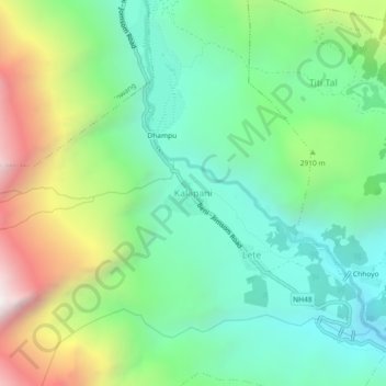 Kalapani topographic map, elevation, terrain