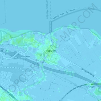 Muiden topographic map, elevation, terrain