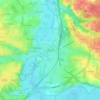 Saint-Pallais topographic map, elevation, terrain