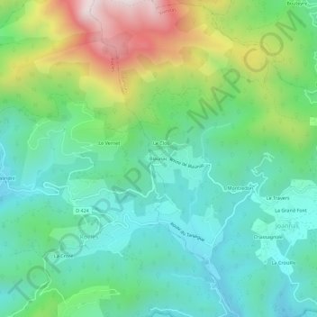 Blaunac topographic map, elevation, terrain