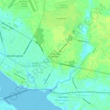 Washington Heights topographic map, elevation, terrain