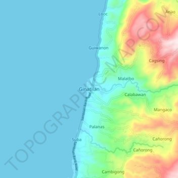 Ginatilan topographic map, elevation, terrain