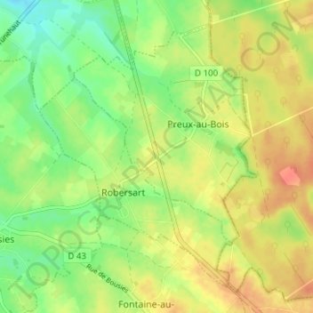 Le Calvaire de Preux topographic map, elevation, terrain