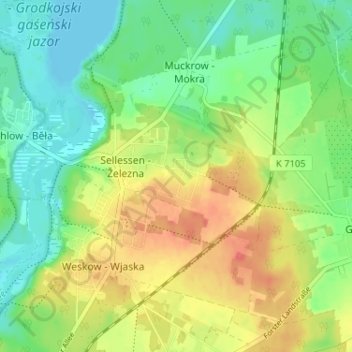 Haidemühl topographic map, elevation, terrain