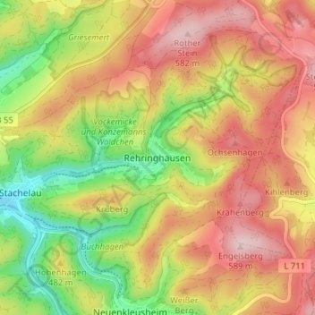 Rehringhausen topographic map, elevation, terrain