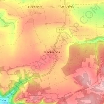 Neckeroda topographic map, elevation, terrain