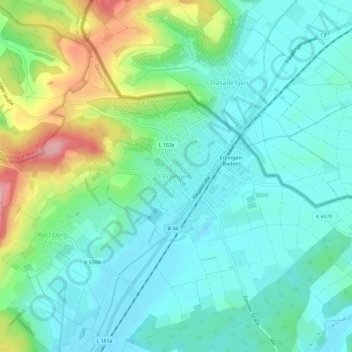 Erzingen topographic map, elevation, terrain