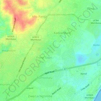 Frere Town topographic map, elevation, terrain