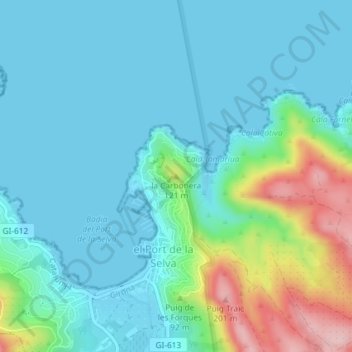la Carbonera topographic map, elevation, terrain