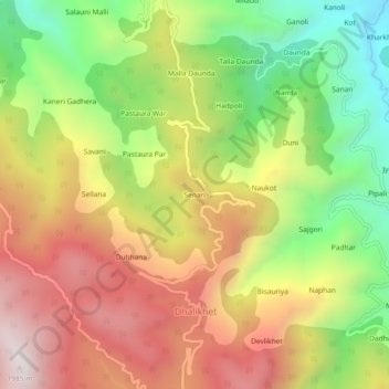 Senari topographic map, elevation, terrain
