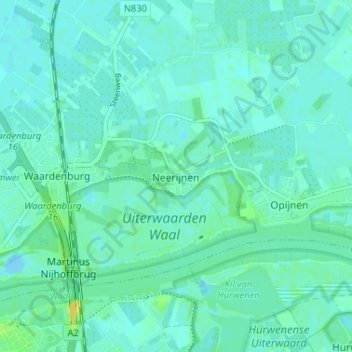 Neerijnen topographic map, elevation, terrain