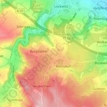Borthen topographic map, elevation, terrain