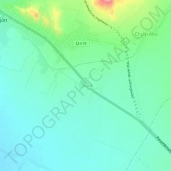 Chuin topographic map, elevation, terrain