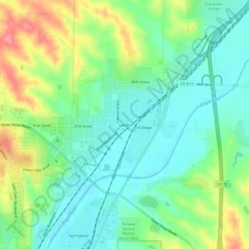 Leeds topographic map, elevation, terrain