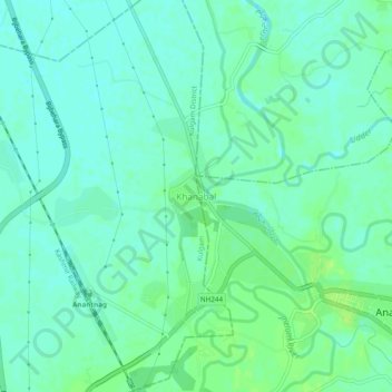 Khanabal topographic map, elevation, terrain