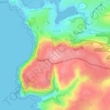 Staddon Fort Tower topographic map, elevation, terrain