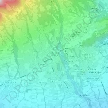 Crespano del Grappa topographic map, elevation, terrain